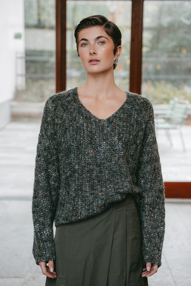 Shiny oversized pullover H20034