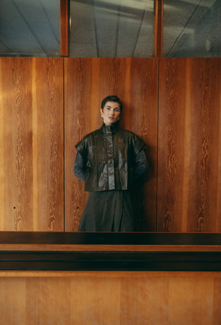 Paola eco leather blouse